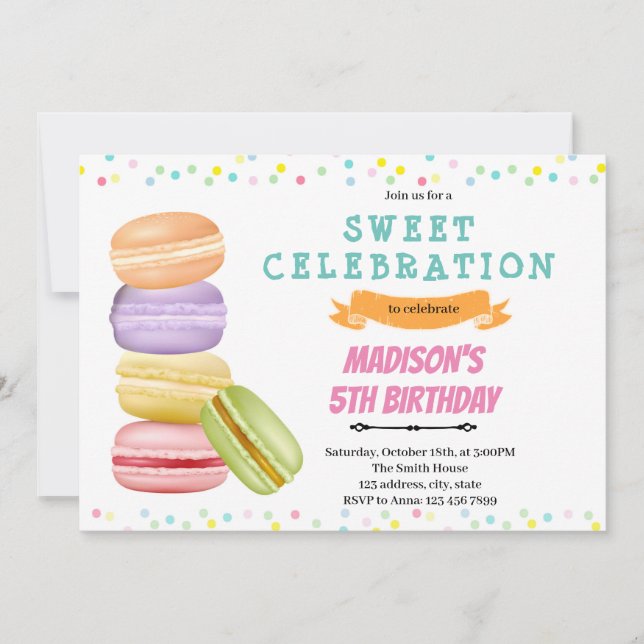 Macaron birthday Invitation (Front)