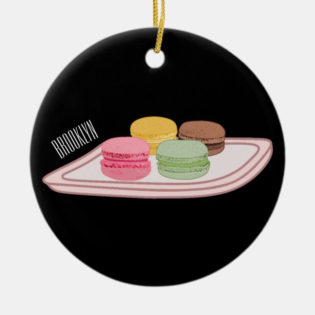 Macaron cartoon illustration  ceramic ornament (Front)