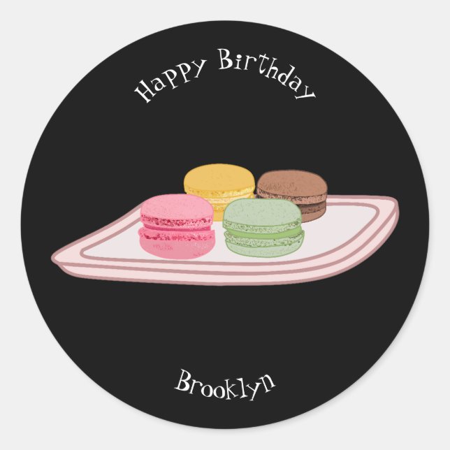 Macaron cartoon illustration classic round sticker (Front)