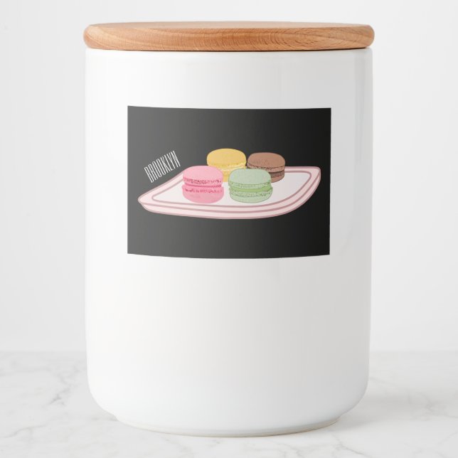 Macaron cartoon illustration  food label (Front)