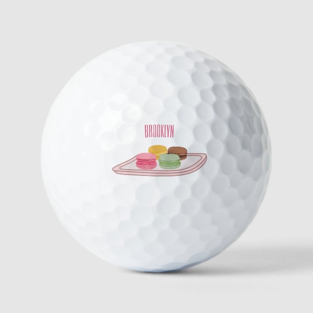 Macaron cartoon illustration  golf balls (Front)
