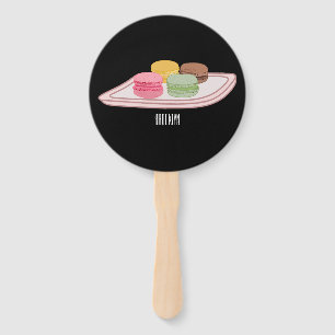 Macaron cartoon illustration hand fan