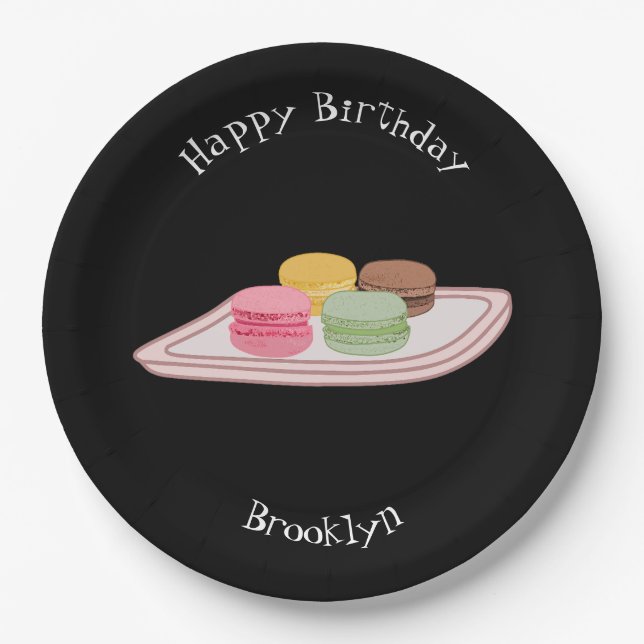 Macaron cartoon illustration paper plate (Front)