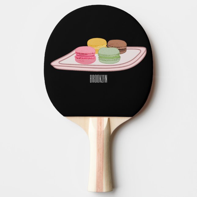 Macaron cartoon illustration  ping pong paddle (Front)