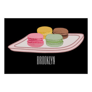 Macaron cartoon illustration  poster