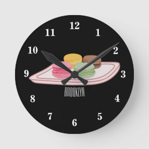 Macaron cartoon illustration round clock