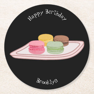 Macaron cartoon illustration round paper coaster