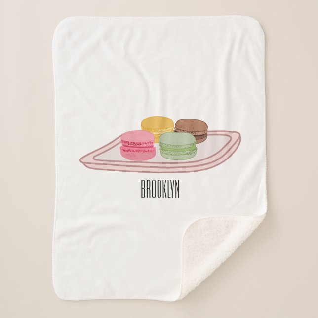 Macaron cartoon illustration  sherpa blanket (Front)