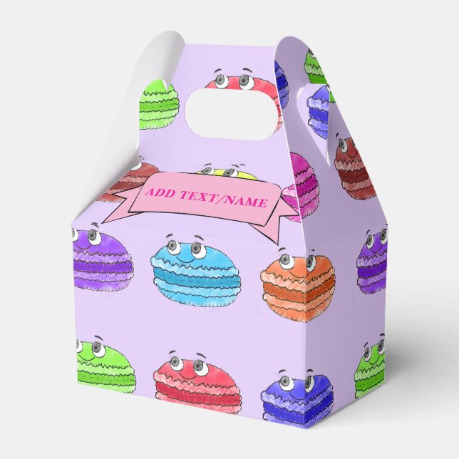 Macaron Cartoon Pattern Custom Name Favour Box (Front Side)