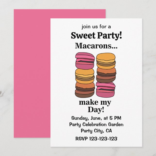 Macaron Colourful Sweet Party Invitation (Front/Back)