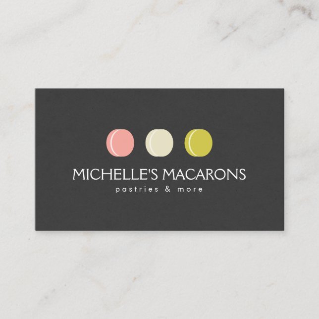 MACARON COOKIE TRIO LOGO for Bakery, Pastry Shop Business Card (Front)