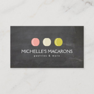 MACARON COOKIE TRIO LOGO on CHALKBOARD for Bakery Business Card