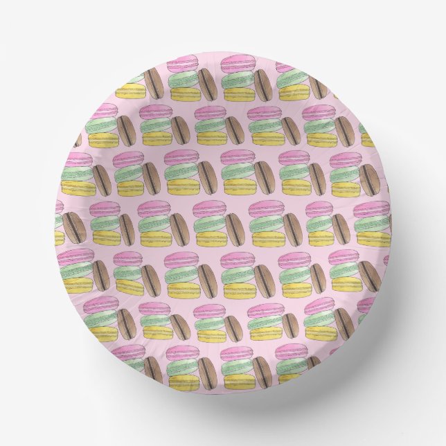 Macaron French Pastry Cookies Macarons Patisserie Paper Plate (Front)