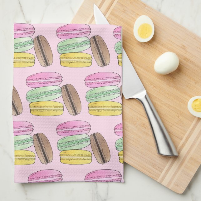 Macaron French Pastry Cookies Macarons Patisserie Tea Towel (Quarter Fold)