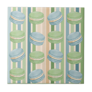 Macaron Light Blue and Soft Olive Green Ceramic Tile