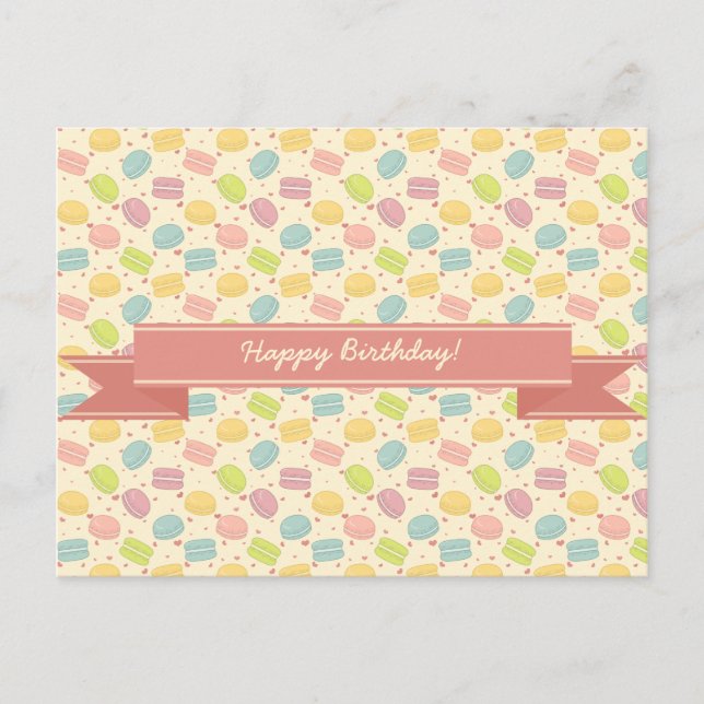 Macaron Love with Ribbon Postcard (Front)