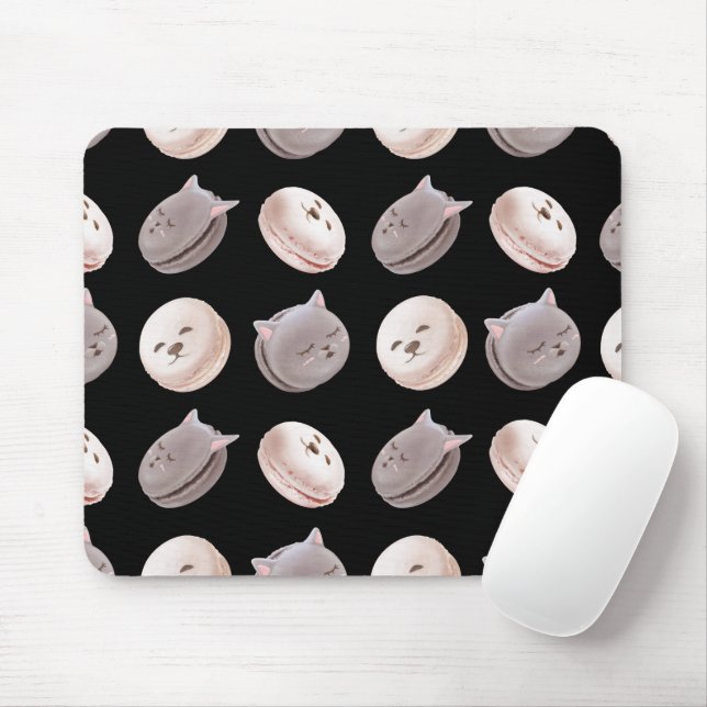 Macaron Parade – Kitty & Puppy Seamless Pattern Mouse Pad (With Mouse)