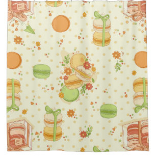 macaron pastries dessert sweet floral macaroon shower curtain