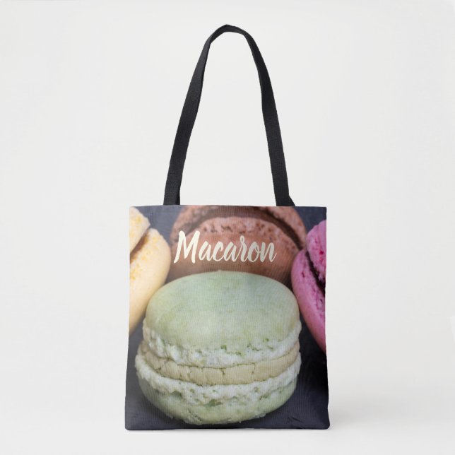 Macaron pastries for sweet tooth gift tote bag (Front)