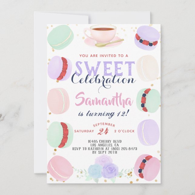 Macaron Sweet Celebration Birthday Invitation (Front)
