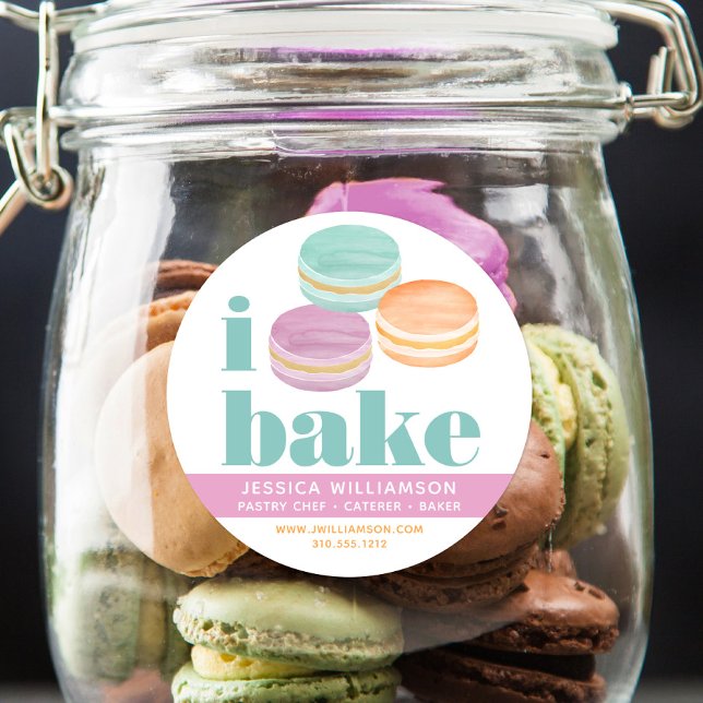 Macaron Turquoise Purple Orange Pastry Chef Bake Classic Round Sticker (Creator Uploaded)