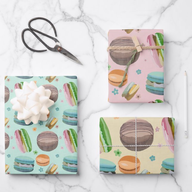 Macaron Wrapping Paper Sheet Set (Front)