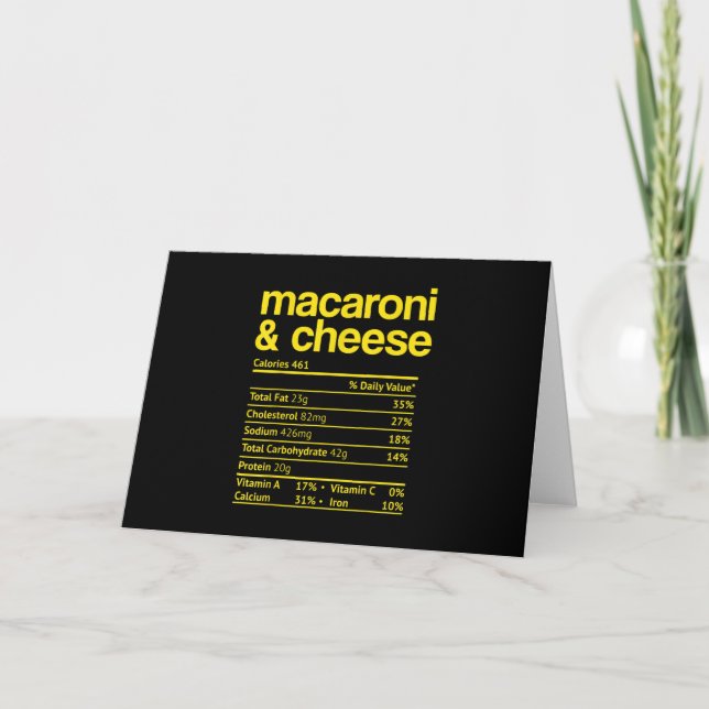 Macaroni and Cheese Nutrition Fact Thanksgiving Card (Front)