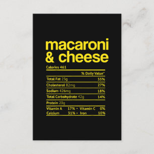 Macaroni and Cheese Nutrition Fact Thanksgiving Invitation