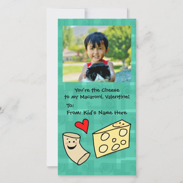 Macaroni Loves Cheese Cute Kids Valentine Holiday Card (Front)
