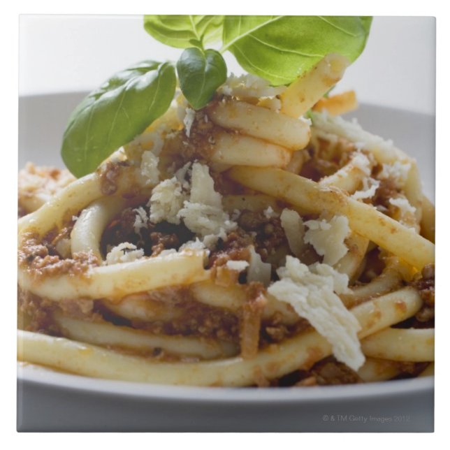 Macaroni with mince sauce and cheese tile (Front)