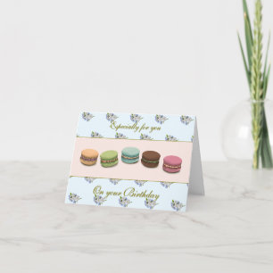 Macarons and Flowers Elegant Birthday Card