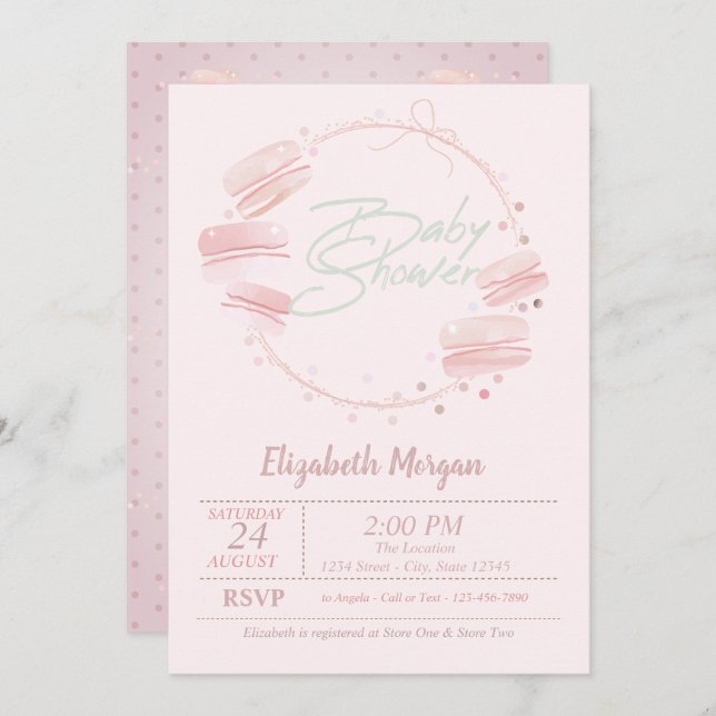 Macarons Baby Shower Invitation (Front/Back)