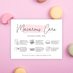  Macarons Care Guide Bakery Instructions Feminine Thank You Card