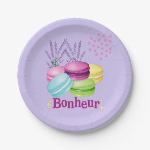 Macarons Happiness Bonheur Paper Plate