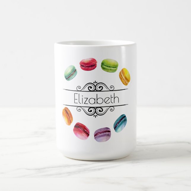 Macarons In A Circle | French Pastry in Watercolor Coffee Mug (Center)