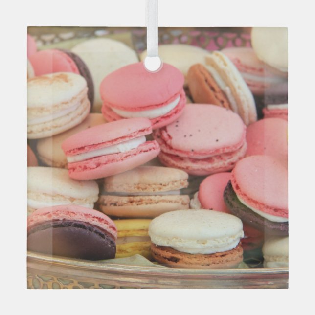 Macarons in different colours  glass tree decoration (Front)