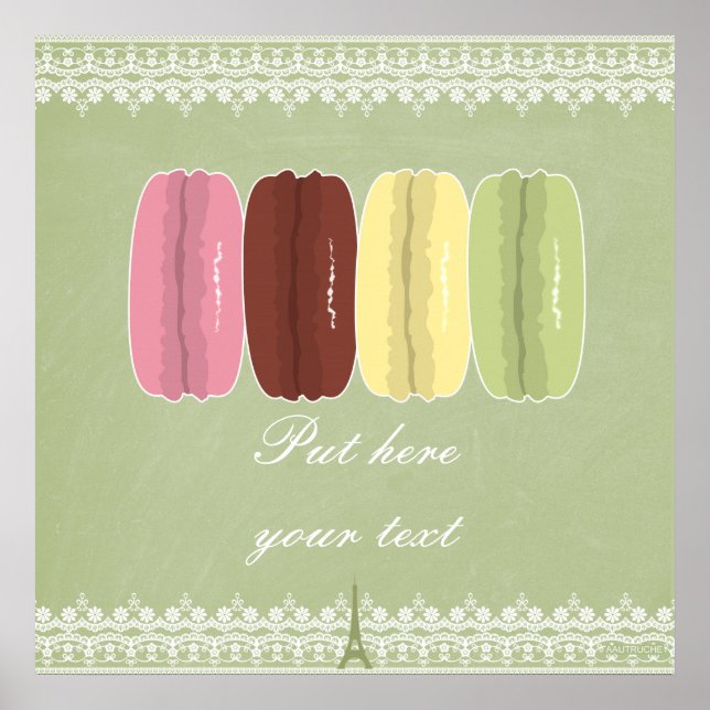 Macarons in Paris and Lace Poster (Front)