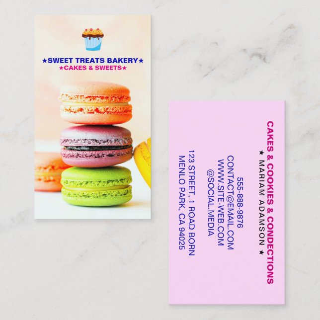 Macarons Pastry Chef | Macaroons Bakery Logo  Business Card (Front/Back)