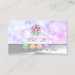  Macarons, Silver, Bokeh  Loyalty Card