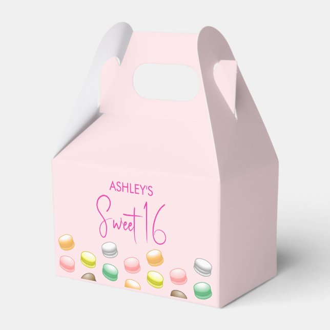 Macarons Sweet 16 Party Favour Box (Front Side)