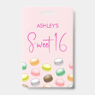 Macarons Sweet 16 Party ID Badge