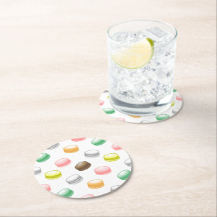 Macarons Sweet 16 Round Paper Coaster