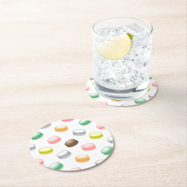 Macarons Sweet 16 Round Paper Coaster (Insitu)
