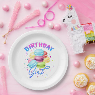 Macarons Sweet Birthday Girl Candy Lovers Theme Paper Plate