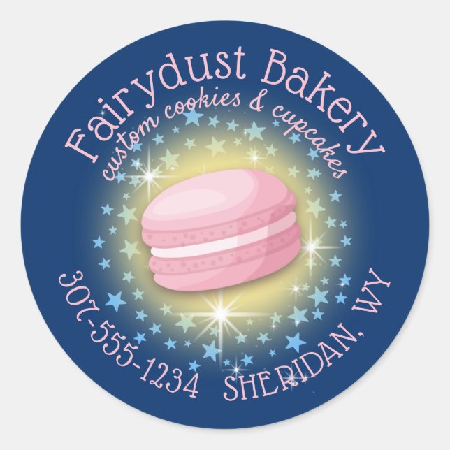 Macaroon cookie bakery pastry chef personalised classic round sticker (Front)