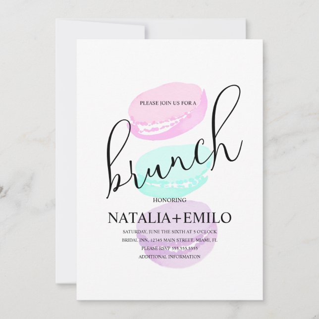 Macaroon Cookies Bunch Pastel Bridal Shower Brunch Invitation (Front)