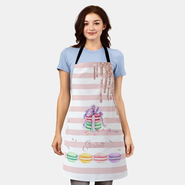 Macaroons,Glitter Drips, Stripes Apron (Worn)
