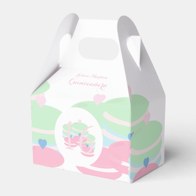 Macaroons Quince Sweet 16 Pastel  Favour Box (Front Side)