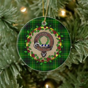 MacArthur Badge & Tartan Personalised Christmas Ceramic Ornament