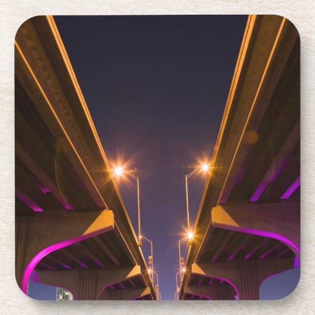 MacArthur Causeway seen from underneath at dusk Coaster (Front)